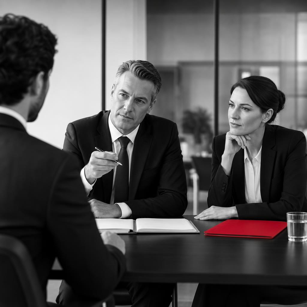 Selection panel interviewing a candidate